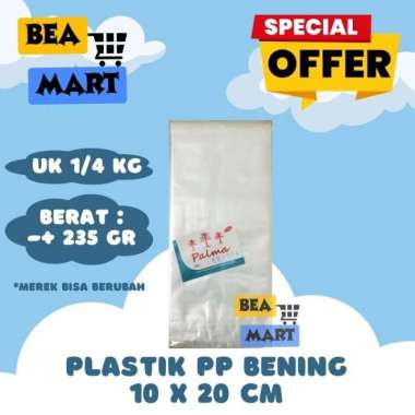 Kantong Plastik PP Bening Tebal 10x20 Cm 1/4kg | Berat 235gr