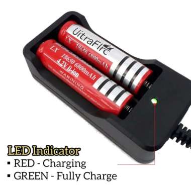 Charger Baterai 2 Slot Alat Cas Colok Kabel Casan Batre 18650 Senter Laser Multifungsi