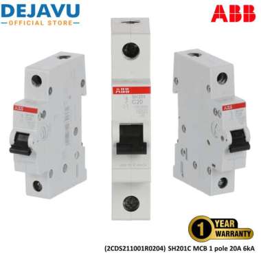 Saklar ABB SH201-C20 (SH201C MCB 1 pole 20A 6kA - 2CDS211001R0204)
