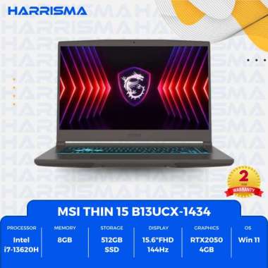 MSI Thin 15 B13UCX Laptop 15.6" i7-13620H RTX2050 8GB 512GB Gray