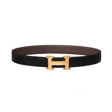 Hermès H Gold Buckle & Reversible Belt 32mm Togo Noir/Dark Brown 90 Black,Brown