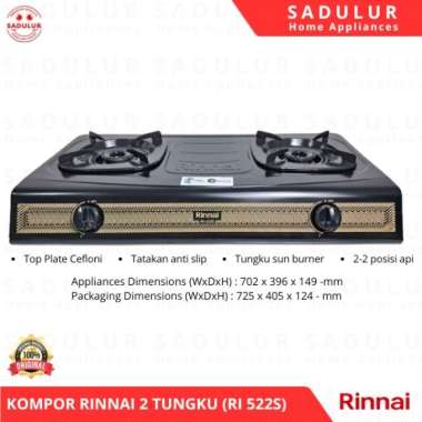 Rinnai Kompor Gas 2 Tungku RI-522S / RI 522S / RI 522 S