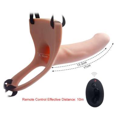 10 Speed Remote Control Hollow Strapon Dildos Vibrator for Men Big Silicone Male Pe nis Extension St