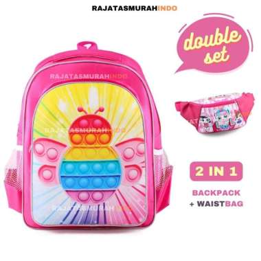 Tas Sekolah Anak SD / TK Karakter Kartun - TRIPLE SET TAS BOBA / KITTY / BT*S POP IT 2 SET