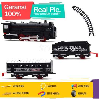 Mainan Anak Kereta Keretaan Api Listrik LRT Classic Train Set Isi 9 Berjalan LED
