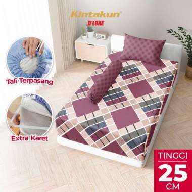 Kintakun DLUXE Sprei Set Fitted Tinggi 25cm 90x200 Sprei Single Aesthetic Minimalis Varian Motif Zan