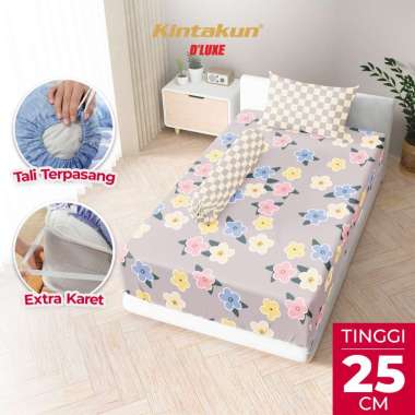 Kintakun DLUXE Sprei Set Fitted Tinggi 25cm 90x200 Sprei Single Aesthetic Minimalis Varian Motif Yor
