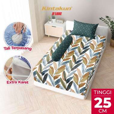 Kintakun DLUXE Sprei Set Fitted Tinggi 25cm 90x200 Sprei Single Aesthetic Minimalis Varian Motif Tel