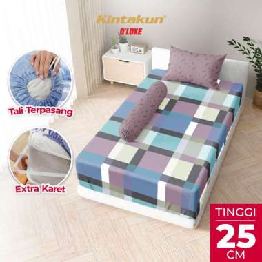 Kintakun DLUXE Sprei Set Fitted Tinggi 25cm 90x200 Sprei Single Aesthetic Minimalis Varian Motif Dar