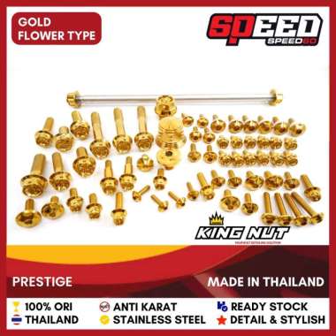 Baut Full Set RX King Paket Hemat Baut Probolt Thailand Stainless Steel King Nut Gold