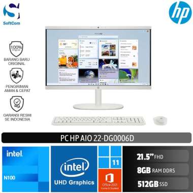 PC HP AIO 22 dg0006d Desktop PC[N100/8GB/512GB SSD/21.5"FHD/Win 11 Home + OHS 2021