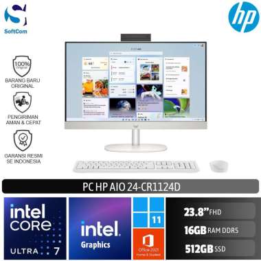 PC HP AIO 24 cr1124d Desktop PC [Ultra 7 155U/16GB/512GB SSD/23.8"FHD/Win 11 Home + OHS 2021