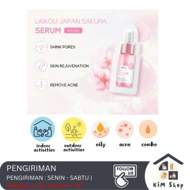 LAIKOU Toner Cleanser Essence Cream Serum Lotion Sleeping Mask Brightening Acne Jerawat SAKURA_SERUM