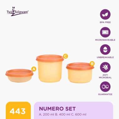 Toples Makanan Twin Tulipware Numero Set Queen