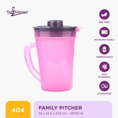 Pitcher Minuman Twin Tulipware Family Pitcher 2500 ML Pink Lady