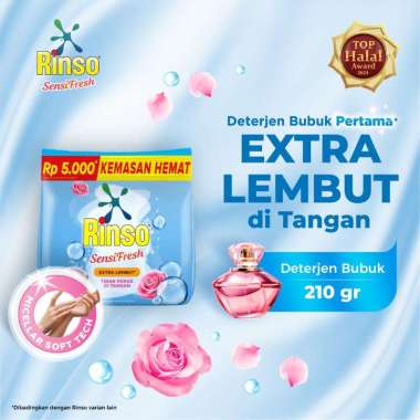 Rinso Sensi Fresh Extra Lembut Micellar Soft Detergent Bubuk Anti Noda [210 Gr]