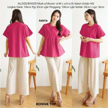 Baju Atasan Blouse Jumbo wanita Bigsize Top Blus kerja katun uniqlo HQ - Fanta Fanta