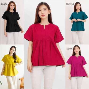 Baju Atasan Blouse Jumbo wanita Bigsize Top Blus kerja katun uniqlo HQ - Fanta Teracotta