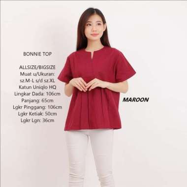 Baju Atasan Blouse Jumbo wanita Bigsize Top Blus kerja katun uniqlo HQ - Fanta Maroon
