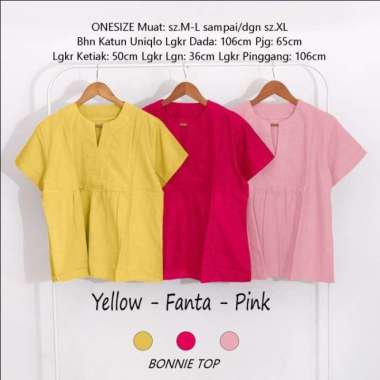 Baju Atasan Blouse Jumbo wanita Bigsize Top Blus kerja katun uniqlo HQ - Fanta Pink