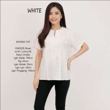 Baju Atasan Blouse Jumbo wanita Bigsize Top Blus kerja katun uniqlo HQ - Fanta Putih