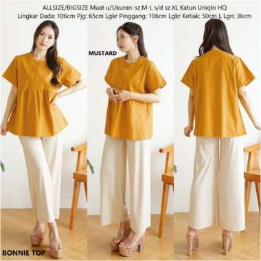 Baju Atasan Blouse Jumbo wanita Bigsize Top Blus kerja katun uniqlo HQ - Fanta Mustard