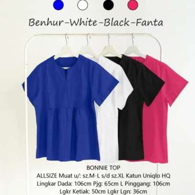 Baju Atasan Blouse Jumbo wanita Bigsize Top Blus kerja katun uniqlo HQ - Fanta Biru