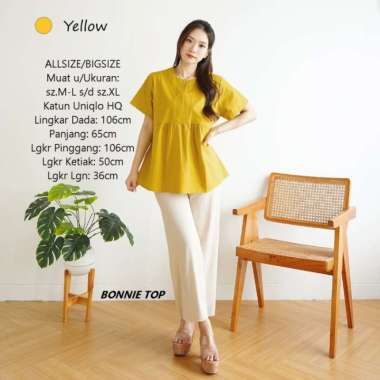 Baju Atasan Blouse Jumbo wanita Bigsize Top Blus kerja katun uniqlo HQ - Fanta Kuning