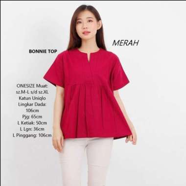 Baju Atasan Blouse Jumbo wanita Bigsize Top Blus kerja katun uniqlo HQ - Fanta Merah