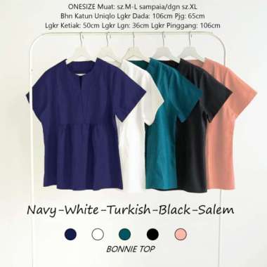 Baju Atasan Blouse Jumbo wanita Bigsize Top Blus kerja katun uniqlo HQ - Fanta Navy