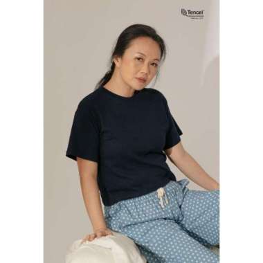 Crop T-Shirt - Sare Studio BAIA Tencel Woman Crop T-shirt - Kaos Tencel Wanita XL Navy