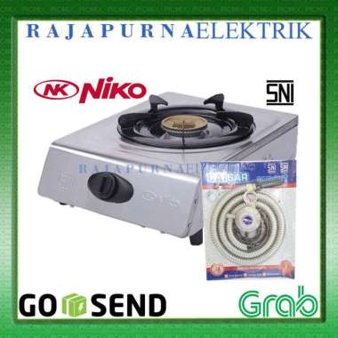 NIKO KOMPOR GAS 1 TUNGKU STAINLESS STEEL + selang paket CAISAR SNI Kompor + Selang