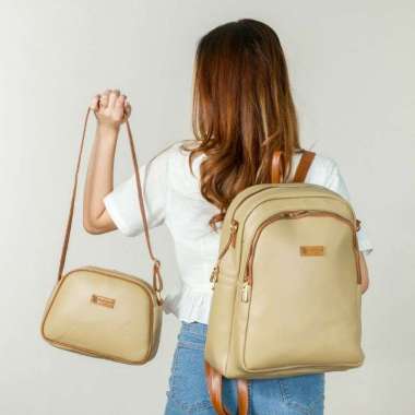 Arkana Bag by . Tas Kerja Wanita muat LAPTOP. Tas LAPTOP. Tas RANSEL Gratis Tas SELEMPANG. 1 Beige