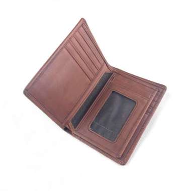 VICE Dompet Medium Pria Wanita Kulit Asli Dengan Sisipan Tengah Cokelat 2