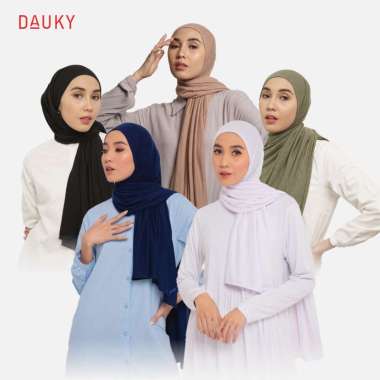 DAUKY Hijab Kerudung Selendang Pashmina Polos Jersey Knit Caramel