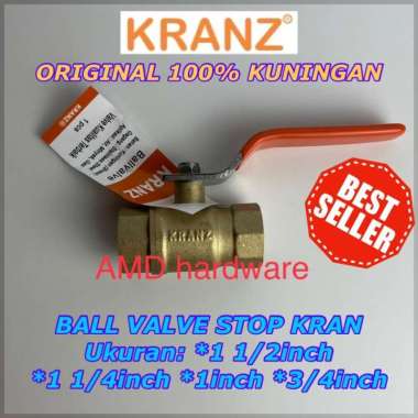 BALL VALVE KUNINGAN STOP KRAN 1 1/2" 1/4" 1" 3/4"inchi Valev Air KRANZ Ukuran 1 inchi