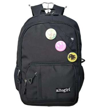 tas ransel perempuan anak sekolah Alto girl free raincover anti hujan - Krem 72010 Hitam 72010