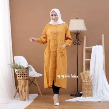 MIDI DRESS KATUN LINEN RAMI / POKITA MIDI DRESS KATUN LINEN - Mint Mustard
