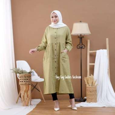 MIDI DRESS KATUN LINEN RAMI / POKITA MIDI DRESS KATUN LINEN - Mint Olive