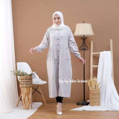 MIDI DRESS KATUN LINEN RAMI / POKITA MIDI DRESS KATUN LINEN - Mint Abu muda