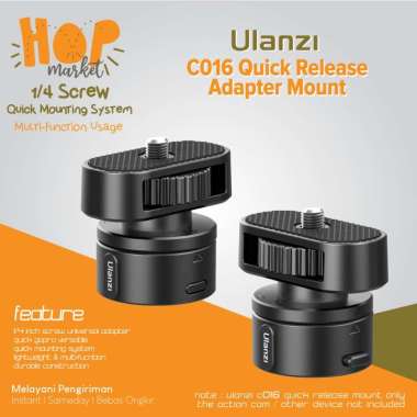 ULANZI C016 Magnetic Quick Release 1/4 Screw Adapater Tripod Mount for Kamera / LED / Mic / Clip HP 
