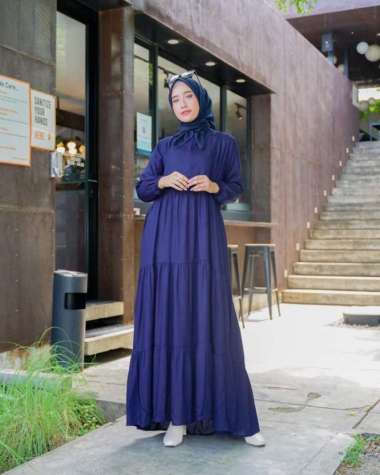 Gamis Wanita Jumbo Katun Rayon LD 120 Busui Terbaru JESICA DRESS - Hitam navy