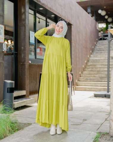 Gamis Wanita Jumbo Katun Rayon LD 120 Busui Terbaru JESICA DRESS - Hitam lemon
