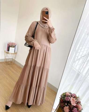 Gamis Wanita Jumbo Katun Rayon LD 120 Busui Terbaru JESICA DRESS - Hitam mocca