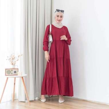 Gamis Wanita Jumbo Katun Rayon LD 120 Busui Terbaru JESICA DRESS - Hitam marun