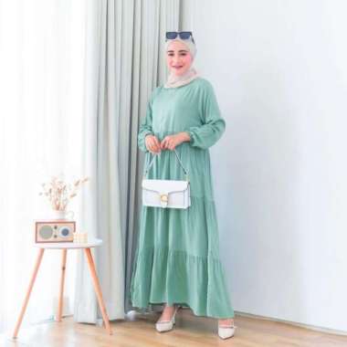 Gamis Wanita Jumbo Katun Rayon LD 120 Busui Terbaru JESICA DRESS - Hitam toska