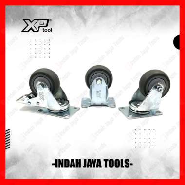 XP TOOL Roda TPR Karet Abu 3 Inch HIDUP MATI REM - Troli Kastor Caster Trolley HIDUP