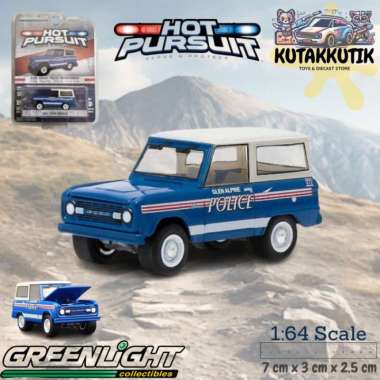 Mainan Mobil Koleksi Greenlight Diecast Mobil Jip 1967 Ford Bronco Green Alpine Police Hot Pursuit