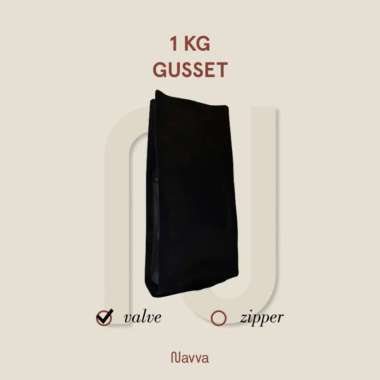 Coffee Packaging / Kemasan Kopi Gusset Valve 1000 gr / 1 KG Hitam Doff Kraft Paper