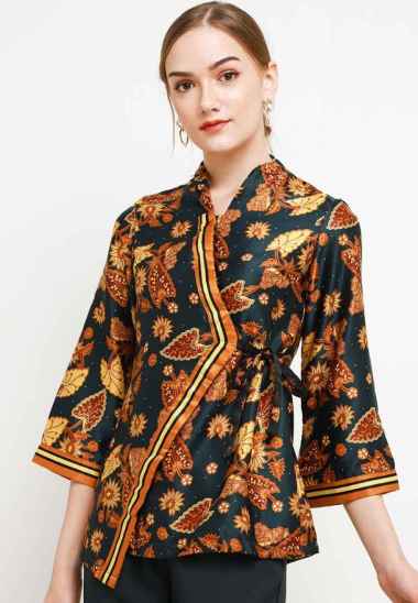 Adikusuma By Arjuna Weda Blouse Batik Wanita Daun Keladi - Hijau Tua - S M